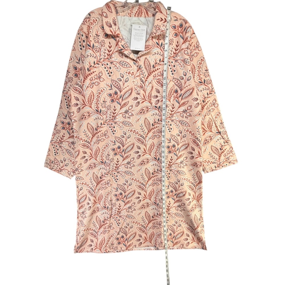 Garnet Hill Organic Cotton Flannel Night Gown XL Paisley Floral Sleepwear NEW - Picture 10 of 16